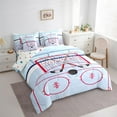 thumbnail image 3 of Manfei Hockey Print Bedding Comforter Set 7pcs, Blue Red Ice Hockey Rink King Bedding Sets, Sports Bed Sheets, Microfiber Bedroom Decor, 3 of 8