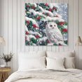 thumbnail image 4 of Christmas Owl Wall Art Painting on Canvas, Xmas Berry Botanical Snowflake Canvas Art Home Prints Wall Art Framed Modern Artwork for Living Room Bedroom Wall Decor 12x12in, 4 of 9