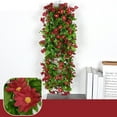 thumbnail image 1 of 7 Forks 7-Prong Artificial Vine Wall Hanging 80Cm | Realistic Gradient Roses Silk Flowers | Weatherproof Pe Rattan Decor | Wedding Backdrop Balcony Fence Garland, 1 of 6