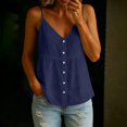 thumbnail image 3 of Spaghetti Strap Tank Tops for Women V Neck Button Down Shirts Ruched Casual Blouses Lightweight Summer Cami Tops,Navy ,S, 3 of 10