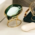 thumbnail image 3 of MesaSe Light Luxury Style Soap Holder Creative Leaf-shape Soap Dish Self-Draining Soap Rack Soap Tray Multifunctional Soap Storage Box for Shower Kitchen Bathroom Storage dark green, 3 of 9