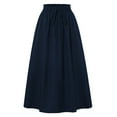 thumbnail image 4 of RUTAYY High Waist A-Line Skirt Bow Linen Flared Beach Long Skirts For Women With Pockets Solid Color Flowy Swing Skirts, 4 of 7