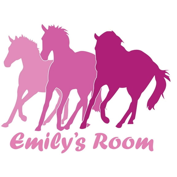 Personalized Name Vinyl Decal Sticker Custom Initial Wall Art Personalization Decor Horses Girls Bedroom 16 Inches X 20 Inches
