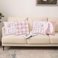 thumbnail image 2 of Happy Easter Rabbit Pillow Covers 18x18 Inch Set of 4 Spring Holiday Farmhouse Bunny Egg Hello Peeps Throw Pillow Cases Super Soft Buffalo Stripes Home Sofa Couch Decor Cushion Cover, 2 of 6