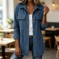 thumbnail image 7 of Corduroy Jacket for Women Trendy Long Sleeve Button Down Fall Shackets Oversized Lightweight Casual Coats with Pockets Navy S, 7 of 7
