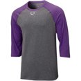 thumbnail image 2 of Evoshield Men's Heather Mid Sleeve Baseball Shirt Purple/Grey 2Xl, 2 of 4