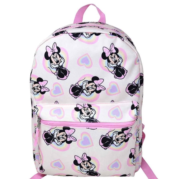 Fast Forward Disney Minnie Mouse 16" Pink School Bag with Hearts Allover, Girls Backpack