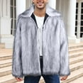 thumbnail image 2 of Penkiiy Men’s Faux Fur Short Coat Winter Leopard Warm Thicken Jacket Cardigan Fluffy Soft Plush Outerwear Overwear Faux Fur Coat Men Gray, 2 of 4