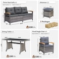 thumbnail image 3 of MEISSALIVVE 6 Pieces Patio Furniture Set with Dining Table, Outdoor Wicker Conversation Set with Fixed Chairs, Wood Armrest, 2 Ottomans, Gray, 3 of 10