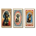 thumbnail image 2 of Designart "Retro Stamp Illustration of a Cute Dachshund VI" Animals Dog Daschund Framed Wall Art Set Of 3 - Black Dog Daschund Frame Canvas Set For Living Room Decor, 2 of 6