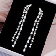 thumbnail image 5 of New Long Fringed Earrings Fashionable Zircon Silver Needle Earrings High-end Water Drop Geometric Earrings, 5 of 20