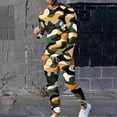 thumbnail image 2 of BiZtdJrK Mens Running Fitness 2 Piece Set Fashion Camo Printed Long Sleeve Tops and Jogger Sweatpant Gym Yoga Tracksuits with Pockets Beige XL, 2 of 8