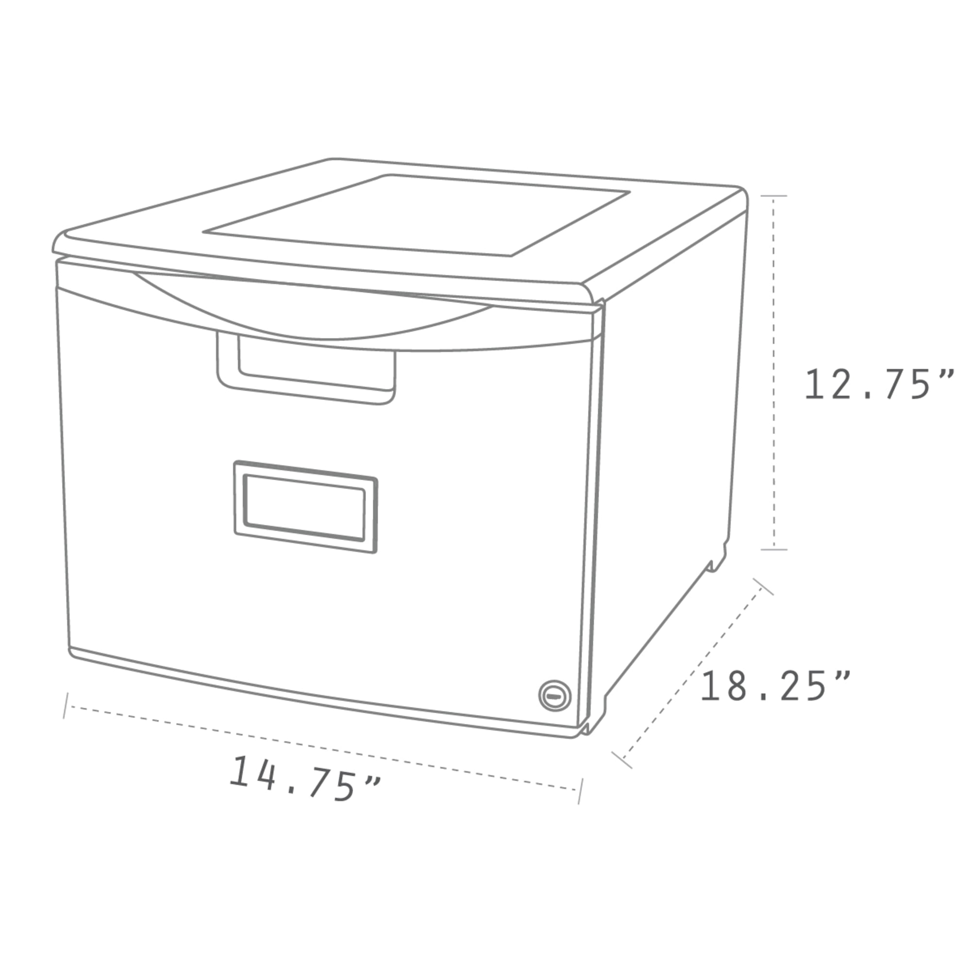 Storex Plastic 14-3/4"W x 18-1/4"D Lateral 1-Drawer File Cabinet, Gray/Black
