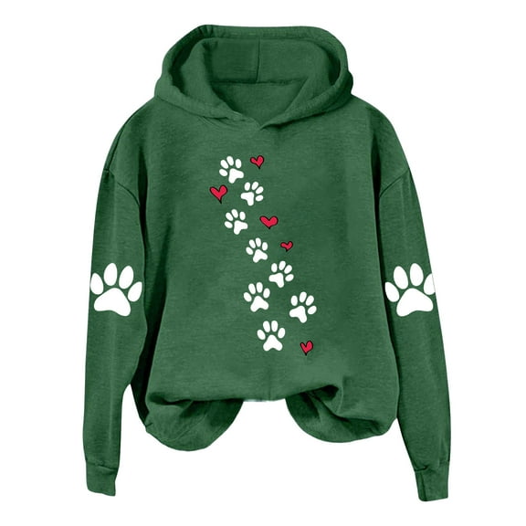 CheerKidz Womens Love Print Hoodies Sweatshirts Pullover Long Sleeve Casual Comfy Tops Trendy Fall Outfits Winter Clothes (Army Green,2XL)