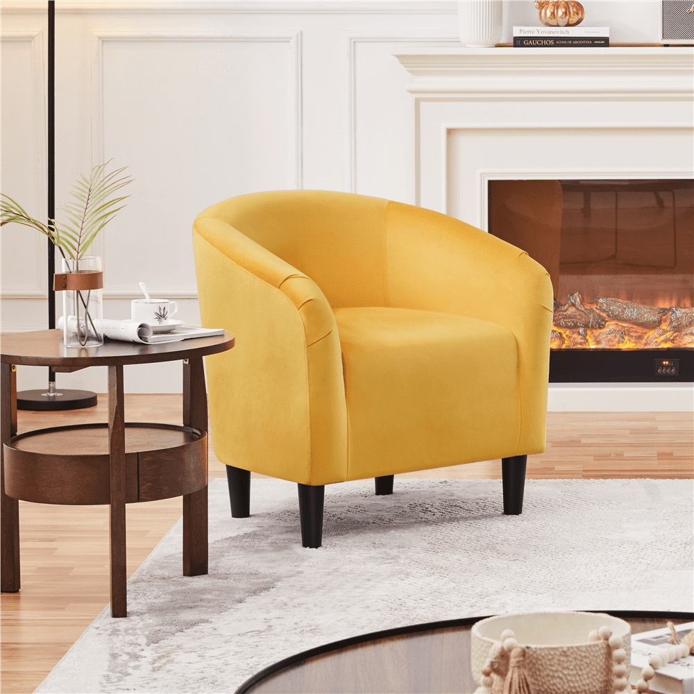 Renwick Modern Upholstered Accent Chair for Living Room, Set of 2, Yellow Velvet