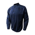 thumbnail image 4 of Long Sleeve Shirts for Men, Men's Button Down Long Sleeve Shirts Shirts Beach Casual Regular Fit Band Collar Shirts Men, 4 of 7