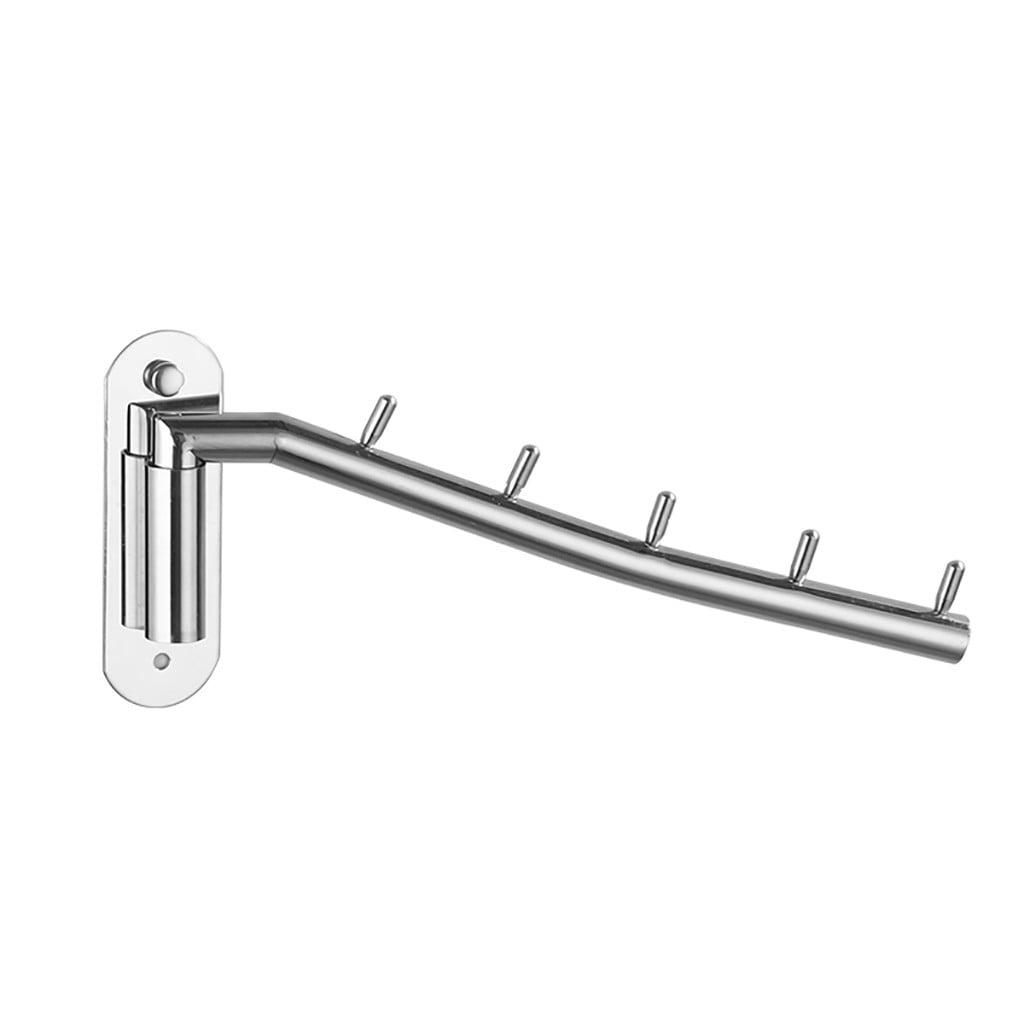Wall Mounted Folding Stainless Steel Clothes Hanger Rack Swiveling