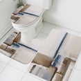 thumbnail image 3 of Beige Brown Blue Bath Mat 3 Piece Bathroom Rug Set, Vintage Abstract Mottled Texture Non Slip Bath Rug Contour Mat and Toilet Lid Cover, Absorbent Shower Mats Soft Bath Rugs and Mats Sets, 3 of 8