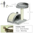 thumbnail image 3 of PawHut 18" Cat Scratching Tree Kitty House with Hanging Toy (Grey), 3 of 10