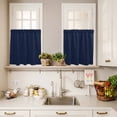 thumbnail image 3 of 3 Piece Kitchen Curtains and Valances Set Solid Dark Blue Cafe Curtains 36 Inch Length Minimalism Abstract Denim Texture Valance & Tier Curtain for Living Room Bedroom Small Window 54"x18"+27"x36"*2, 3 of 6