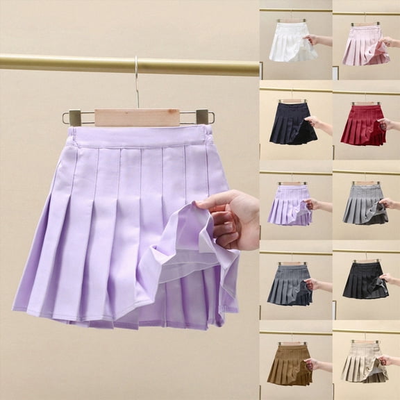 mgoYE Toddler Big Girls Pleated Skirt 3-16T Girls Back to School Skirt Built in Shorts Tennis Casual Skorts for Little Kid(Navy,15-16 Years)