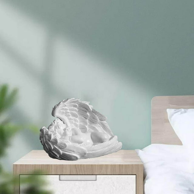 Baohd Statue d'Ange en Résine Blanche Décoration de Bureau Collection Accessoires de Fenêtre Noël Allongée Pensée Gauche