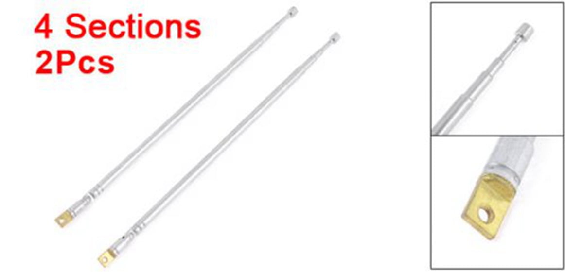 62.5cm 24.6 Length 4 Section Telescopic Stainless Steel Replacement Antenna Aerial for Radio TV E-outstanding 1 Pair AM FM Radio Universal Antenna 