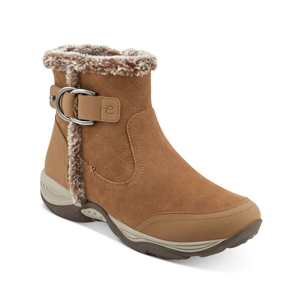 EASY SPIRIT Womens Brown 1/2" Platform Removable Cushioned Insole Fur