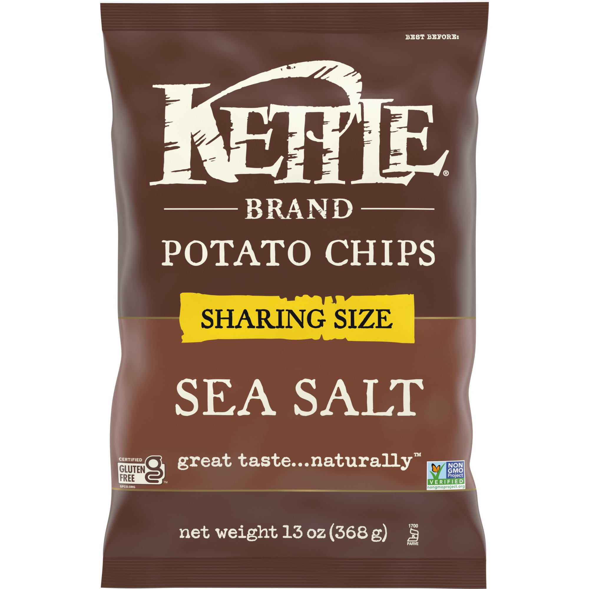 Kettle Brand Potato Chips, Sea Salt, Sharing Size - 13 oz