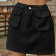 thumbnail image 2 of Mawalde Skirts for Women Trendy Y2k Cargo Denim Mini Skirt High Waisted Stretchy Jean Shorts, 2 of 5