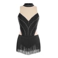 thumbnail image 3 of Sholeno Womens Sleeveless Tassel Fringe Latin Leotard Tango Chacha Bodysuit Figure Skating Dress Black XXL, 3 of 5