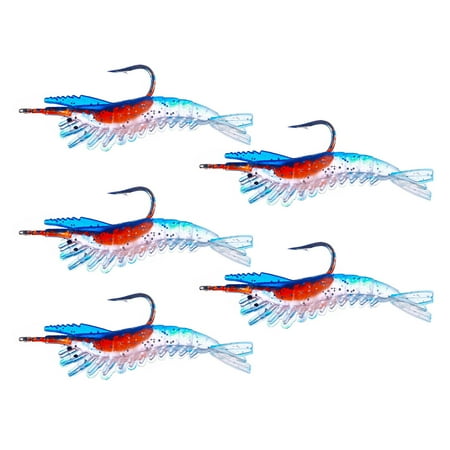 5Pcs/Pack 6cm3g Soft Lures Realistic Eye Simulation Angling PVC Artificial Shrimp Fake Baits Fishing Equipment for Angler