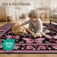 thumbnail image 4 of ODIKA 2'x3' Washable Accent Rug Pet Friendly, Bedside Mat Gothic Butterfly Moth Vintage Damask Frame Shaped Print Pink for Bedroom, Nursery, RV, 4 of 7