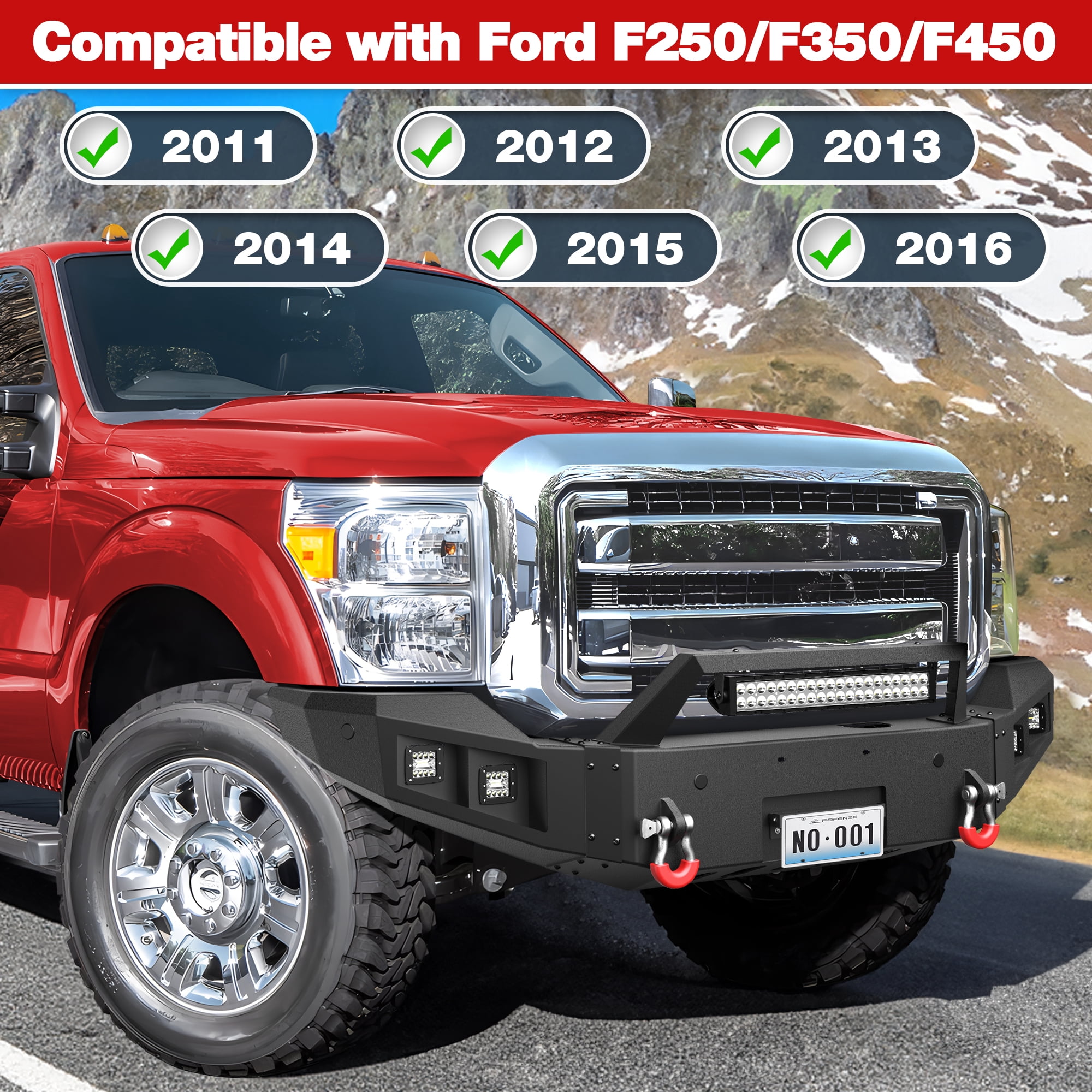 POFENZE Front Bumper Full Width for 2011-2016 Ford F250/F350/F450 Pickup