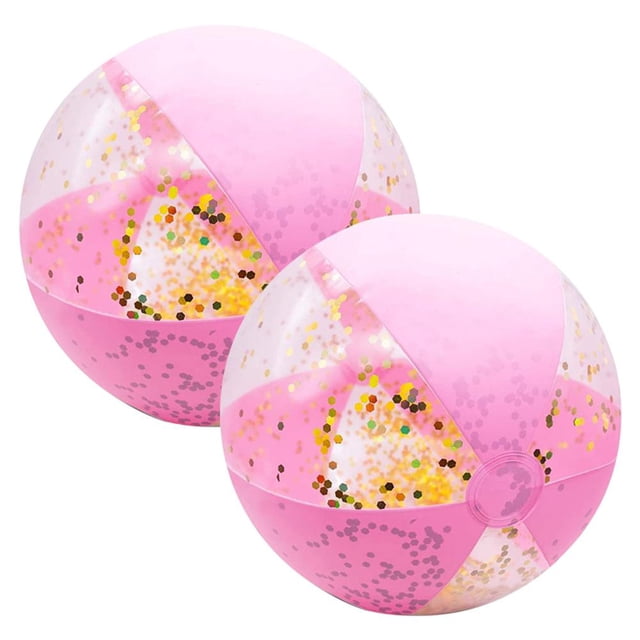 Pelotas De Playa Con Purpurina Inflables, Pelotas De Playa De Confeti, Pelotas De Fiesta En La Piscina, Pelotas De Arena De Playa Para Adultos, Niños Y Niñas 2 Uds. Yuarrent HA046791-01