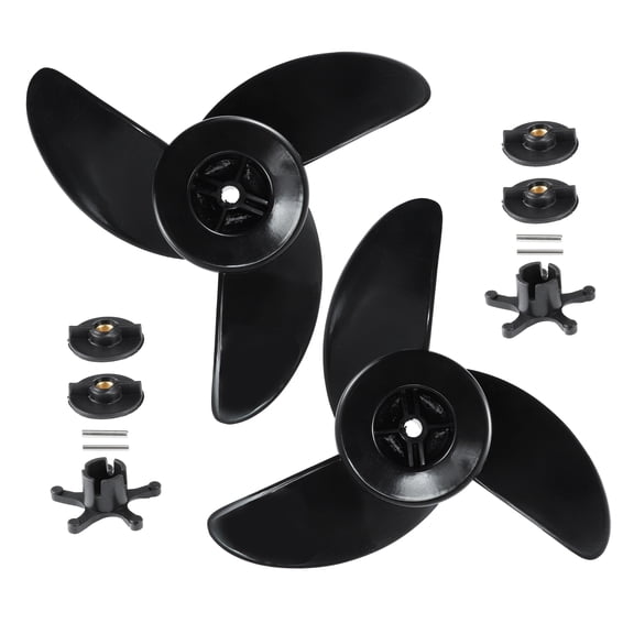 2x Trolling Motor Outboard Propeller Set for HAIBO ET44L/ET54L/D65L/T34, 3-Blade Electric Trolling Motor Boat Prop, Propeller for Marine, Fishing Boats, with Prop Nut Pin Wrench
