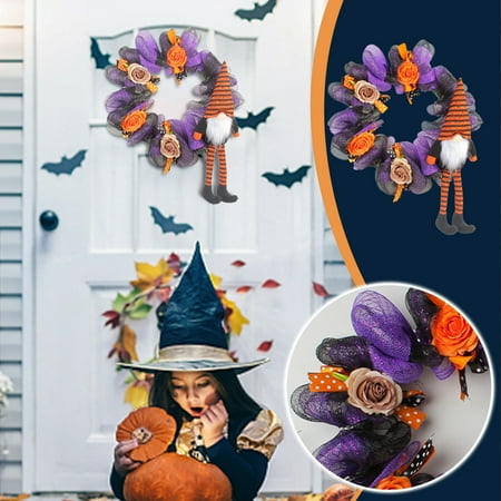

Paiwinds Halloween Wreath Door Hanging Wreath Faceless Old Man Haunted House Decoration Pendant Horror Party Pendant