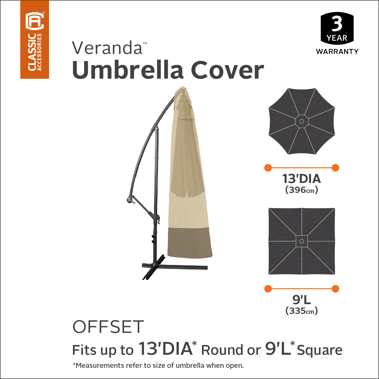 Classic Accessories Veranda™ Offset Patio Umbrella Canopy Cover - Water Resistant Outdoor Furniture Cover (55-230-011501-00) - image 4 of 18