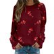 thumbnail image 1 of Gibobby Sudadera de Navidad para mujer Blusa de manga larga con cuello en O para mujer, para uso diario, en casa, al libre, con estampado navideño(Vino,G), 1 of 5