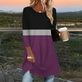 thumbnail image 3 of JTZGDY Fall Tunic Tops for Women Fashion Tie Dye/Striped/Color Block/Floral Printed 3/4 Length Sleeve Crewneck Graphic T-Shirts Loose Flowy Dressy Pullover Blouse Purple#02 XL, 3 of 7