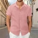 thumbnail image 1 of pstuiky Mangas cortas para hombre, Camisa informal de verano para hombre, de color liso, de manga corta y con solapa y botones. camisas casuales para hombre l, 1 of 6