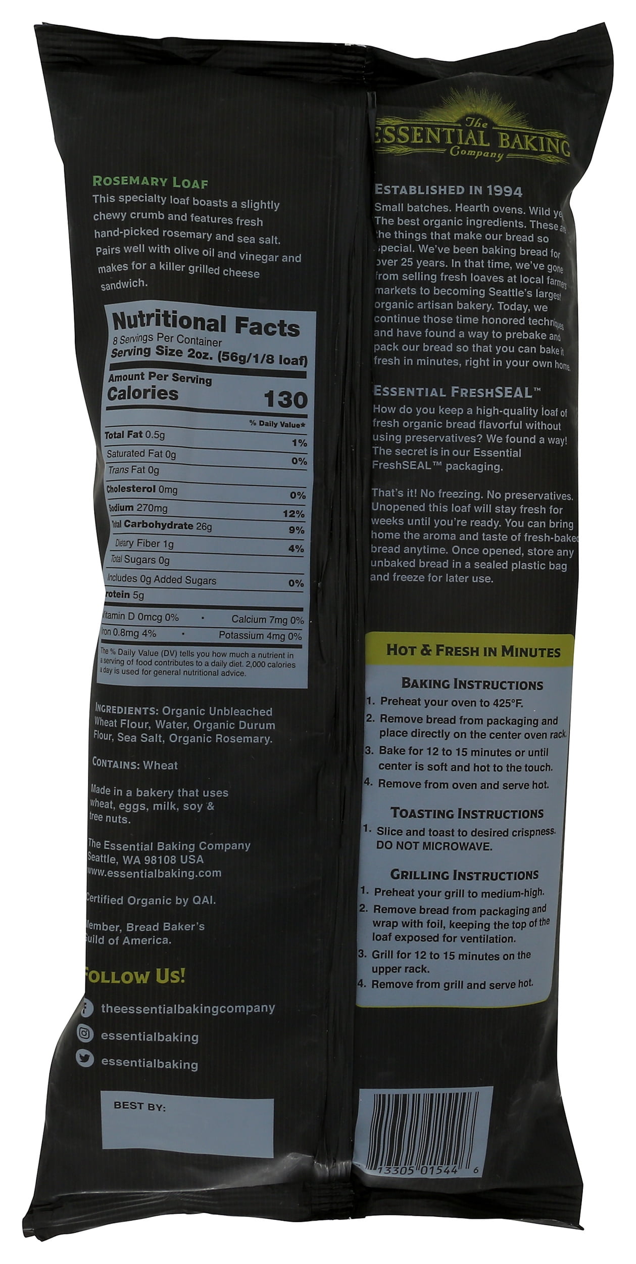 Pack of 16, The Essential Baking Comp Take & Bake Rosemary Loaf, 16 oz