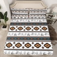 thumbnail image 2 of Homewish Vintage Boho Aztec Bed Sheets for Female, Grey Orange Stripes Triangle King Sheets, Southwestern Theme Sheet Set, Ultra Soft Bedroom Decor, 4 Pieces, 2 of 7