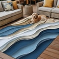 thumbnail image 2 of Fsddascl Modern Blue Brown Outdoor Rug for Patio/Deck/Porch, Non-Slip Large Area Rug 5 x 8 Ft, Coastal Beach Wave Geometric Indoor Outdoor Rugs Washable Area Rugs, Reversible Camping Rug Carpet, 2 of 5
