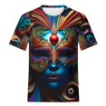 thumbnail image 5 of Ploknplq Tenue de Mardi Gras pour Femmes Chemises de Mardi Gras pour Robe de Carnaval pour Femmes Motif de Fête Tunique à Manches Courtes Col Rond T-Shirt Mardi Gras Noir 4TG, 5 of 5