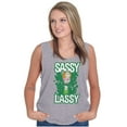 thumbnail image 4 of Retro Cartoon St Paddys Sassy Lassy Tank Top Tee Shirt Women Brisco Brands S, 4 of 5