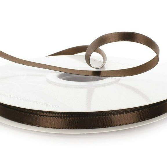 1/4" Wide Seal Brown Double Faced Satin Ribbon - 100 Yards
