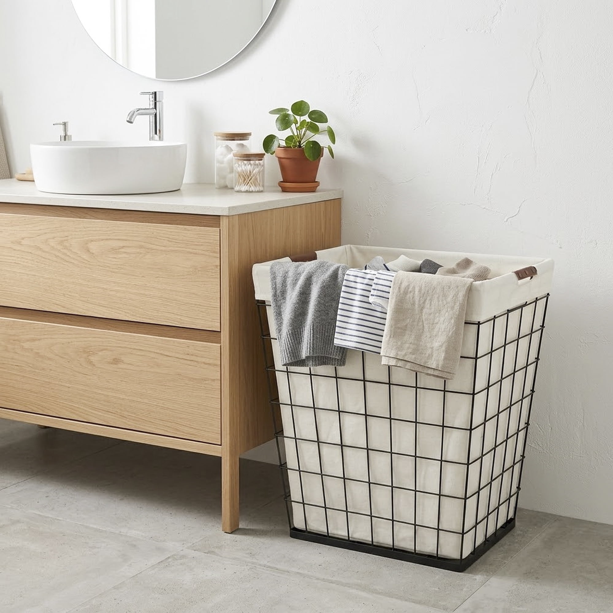 Better Homes & Gardens 75L Rectangular Steel Wire Laundry Hamper with Removable Liner, Natural, Adult