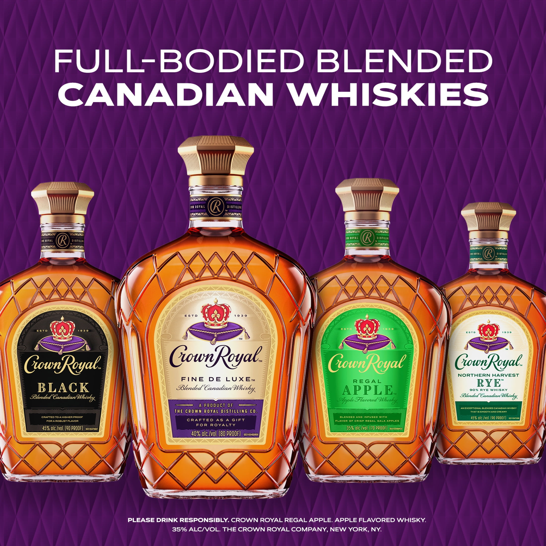 Crown Royal Regal Apple Flavored Whisky, 750 mL Bottle with Two