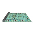 thumbnail image 2 of Ahgly Company Indoor Square Oriental Light Blue Traditional Area Rugs, 7' Square, 2 of 4